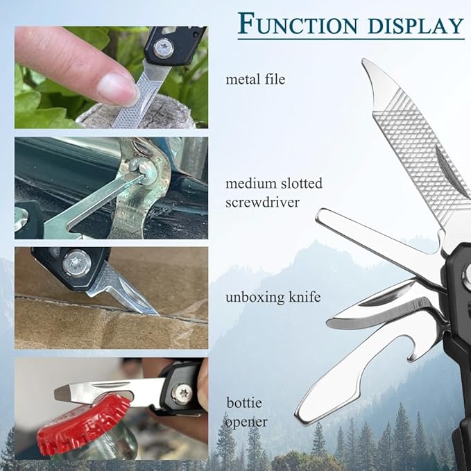 MINI Multitool Pliers, Birthday Christmas Gifts for Men Boyfriend Dad Husband Women, Pocket Knife 14-In-1, Rugged and Practical Portable Computer and Bike Gadgets, Black Camping and Survival Tools
