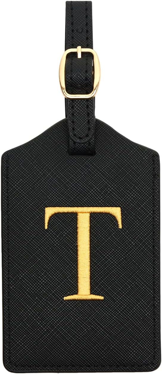 PU Leather Luggage Tag for Suitcase, Baggage, Handbag, Travel Bag With Name Card & Privacy Cover (T)