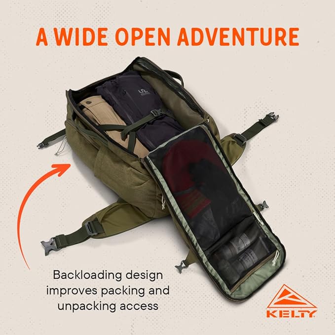 Kelty | Redwing Traveler Backpacks, Travel Pack for Adventure Travel | Burnt Olive & Black