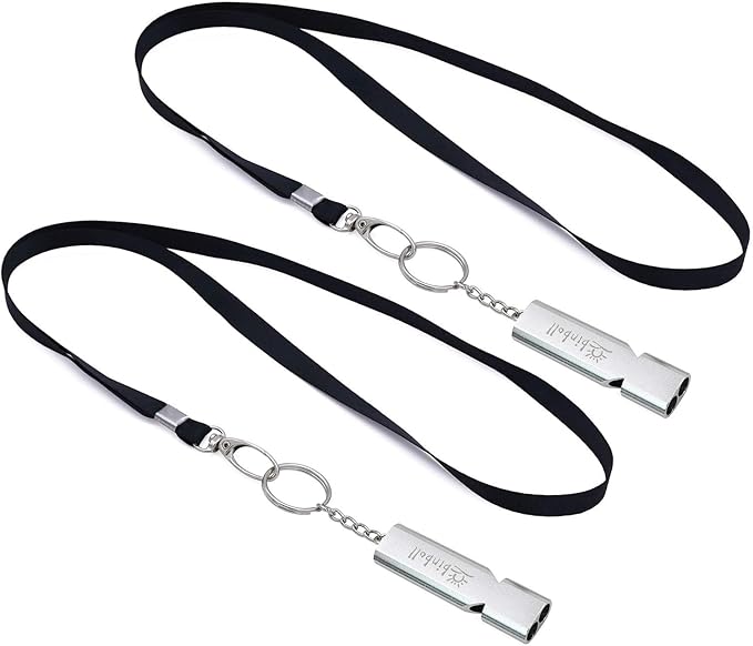 Emergency Whistles Lifeguard Safety Whistle with Lanyard and Keychain for Outdoor Camping Hiking Boating Backpacking Fishing Kayak Kids Rescue Signaling Loud Survival Whistle