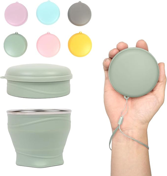 Collapsible Water Cup 6oz/180ml - Collapsible Cup - Silicone Collapsible TravelCup - Silicone Folding Camping Cup with Lids - Foldable Drinking Cup - for Travel, Camping, Hiking, Outdoor Sports