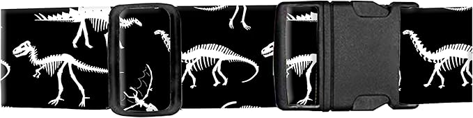 Luggage Straps for Suitcases, Adjustable Travel Belt, Durable Wide Luggage Strap, Cute Suitcase Strap Identifiers with Buckle, Bag Straps for Luggage, Black White Dinosaurs