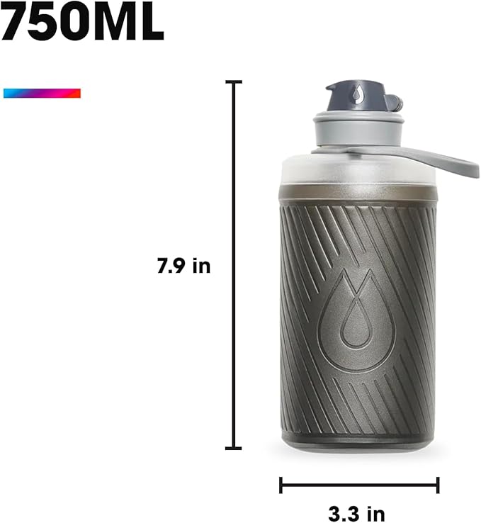 HydraPak Flux - Collapsible Backpacking Water Bottle (750ml, 1L, 1.5L) - BPA Free, Ultra Light, Spill-Proof Twist Cap