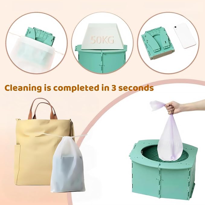 Travel Potty,Portable Potty Seat Foldable Travel Training Toilet Seat,Foldable Toilet for Outdoor Camping (Green)