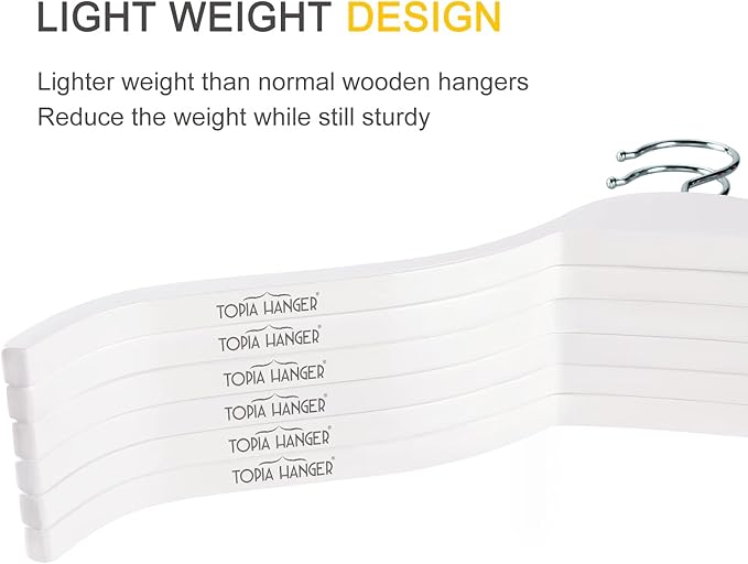 TOPIA HANGER Slim Wooden Hangers with Extra Soft Non-Slip Rubber Grips, 10-Pack High-Grade Fashion Hanger No Shoulder Bump for Sweater, Camisole, Jacket, Dress, Coat -CT15W
