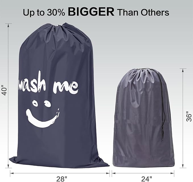 HOMEST XL Wash Me Travel Laundry Bag, Dirty Clothes Organizer, Large Enough to Hold 4 Loads of Garments, Easy Fit a Hamper or Clothing Basket, Grey