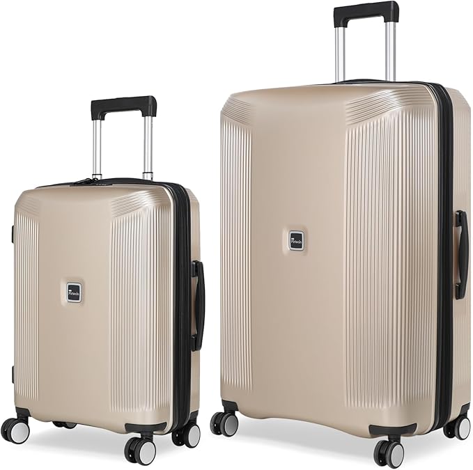 Luggage Sets 2 Piece, 20/28 Inch Lightweight Expandable PC Hardside Durable Suitcases with Spinner Wheels & TSA Lock, Champagne