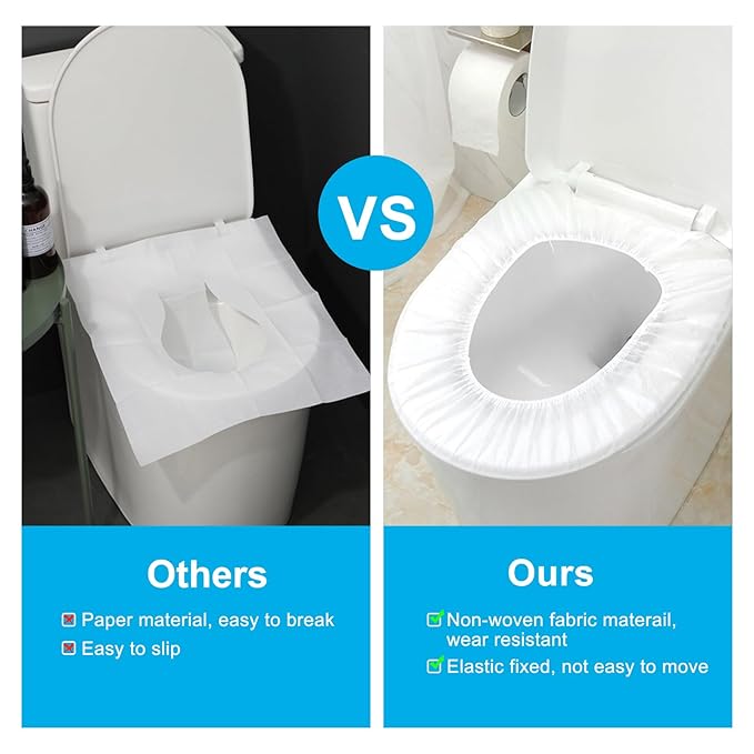 20 Pack Disposable Toilet Seat Cover Waterproof Non-Woven Fabric, Disposable Toilet Seat Covers for Travel, Disposable Seat Covers for Outing Hotel Hospital Public Toilet (Individual Package)