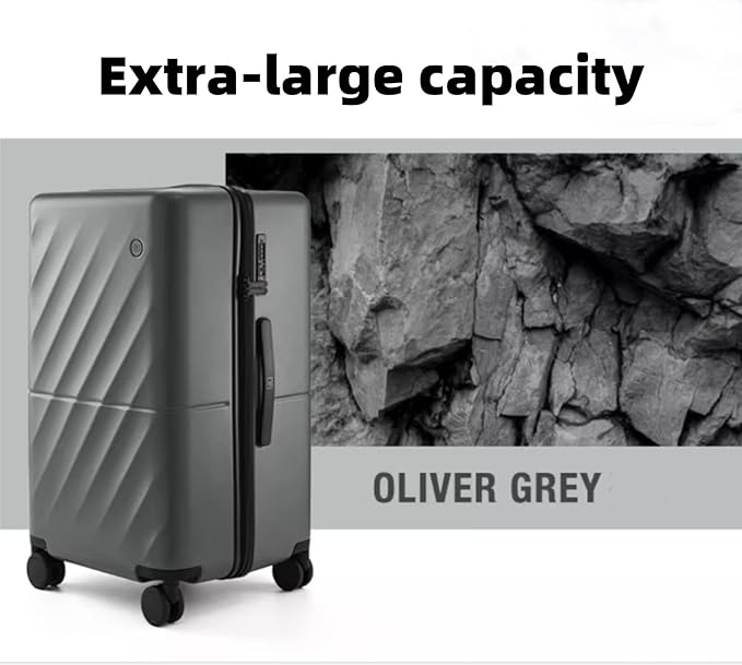 Trunk Luggage 26 Inch, Medium Checked Luggage with Double Spinner Wheels, Anti-Burst Zipper, Hard Case PC Suitcase, Lightweight Travel Luggage, TSA Approved (Slate Grey, Hudson)