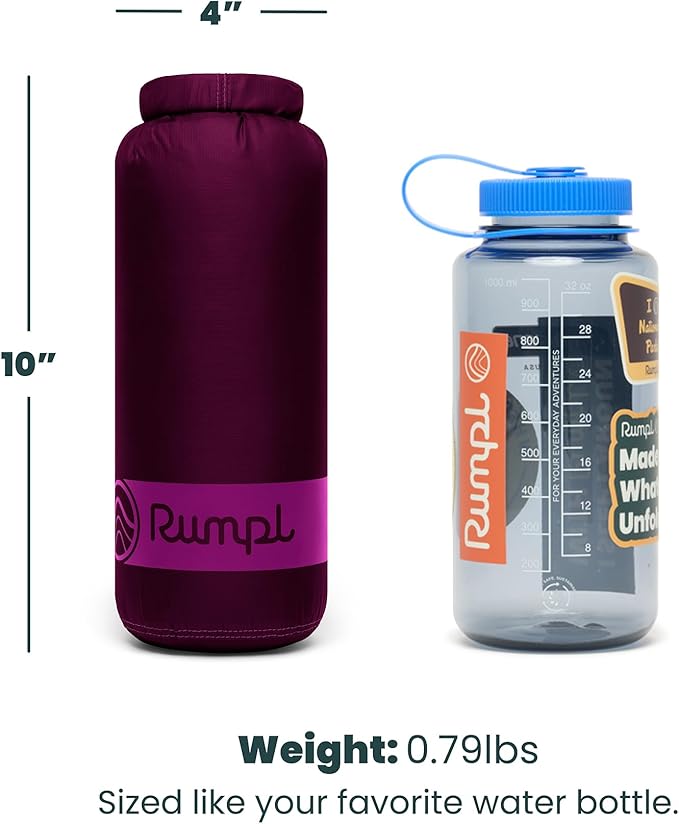 Rumpl Travel Puffy Blanket, Ultra-Packable Travel-Size Warmth and Comfort, Plum