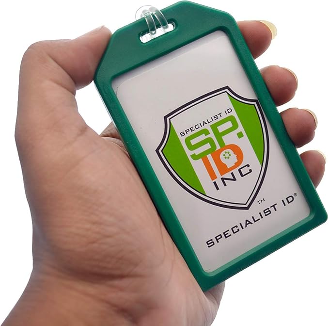 5 Pack - Premium Rigid Airline Luggage Tag Holders with 6" Worm Loops - Heavy Duty Hard Plastic -Suitcase ID Tag Identifiers with Business Card Insert Window by Specialist ID (Green)