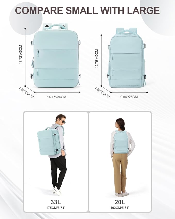 coowoz Travel Backpack Carry On for Women Man Gym Backpacks with Laptop Compartment Mochila de Viaje Teacher Personal Item Backpack Airplane Accessories Must Haves Blue Small