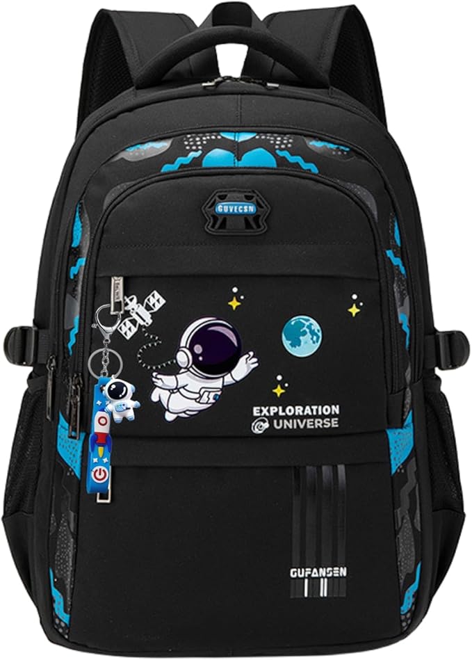 MITOWERMI Astronaut Backpack for Boys School Bags Space Kids Backpack for School Elementary Book Bags Girls Lightweight Travel Back Packs Black