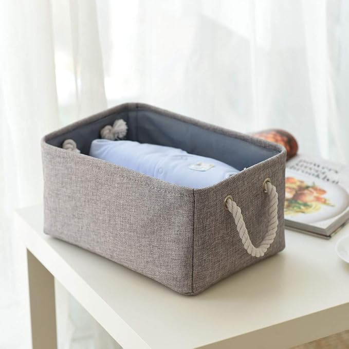 TheWarmHome Large Storage Bins Basket, 2 Pack Grey Fabric Storage Cubes for Changing Table Nursery Livingroom Kidsroom Playroom Toy, Collapsible Storage Baskets for organizing Shelves Closet