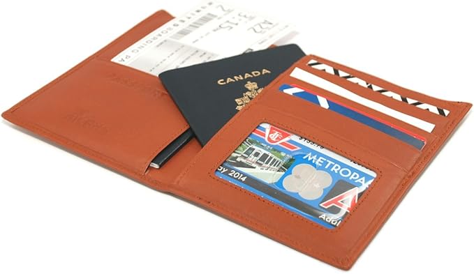 Passport Light Brown Sheep Leather Unisex Wallet Executive Boarding Pass Holder