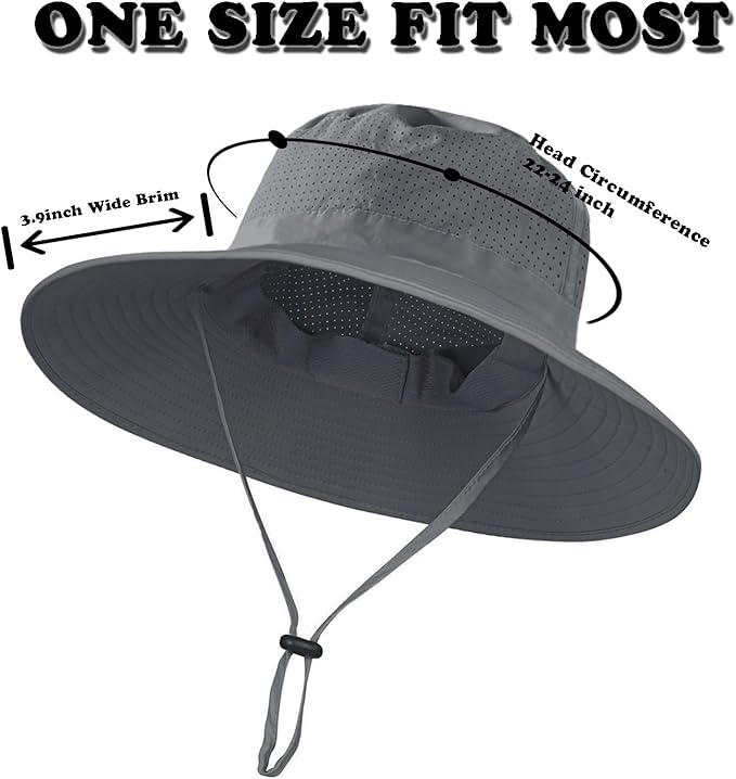 Rosoz Sun Hat for Men Women Boonie Bucket Hat Wide Brim Breathable Cooling Fishing Hats Safari Beach Garden UV Protection