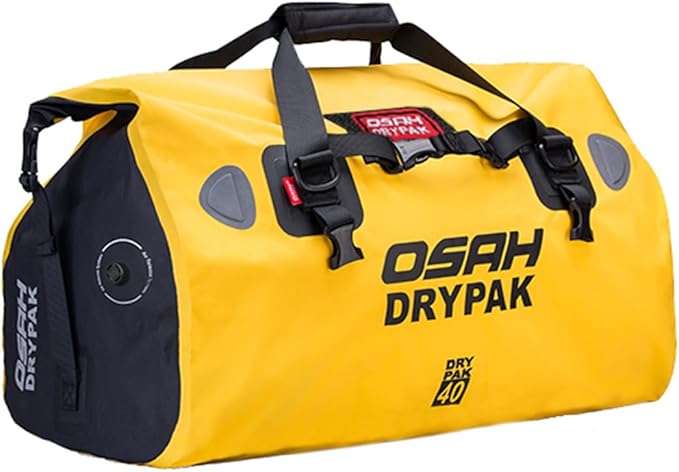 Waterproof Duffel& Luggage Bag - Motorcycle Dry Bag Tail Saddle Bags with Roll Top Closure,Large Storage Space,for Camping, Kayaking, Fishing & Traveling(Yellow, 40L)