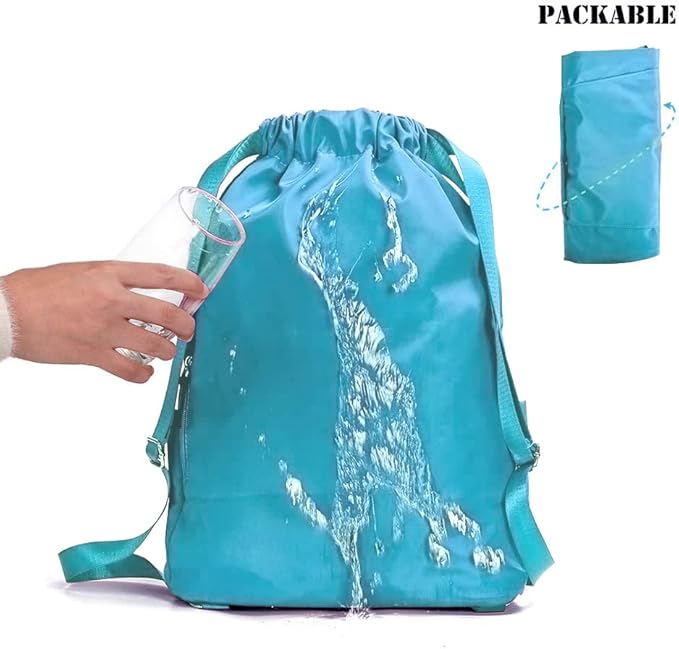 ZOORON Waterproof Drawstring Gym Backpack Bag for Men & Women, Sport Gym Sack Mini Travel Daypack