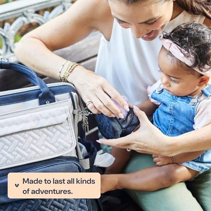 BabbleRoo Diaper Bag Backpack, Multifunction Large Bags with Changing Pad & Stroller Straps & Pacifier Case, Unisex Stylish Travel Back Pack Nappy Changing Bag for Moms Dads (gray)