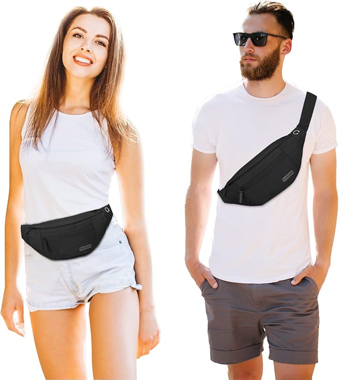 MAXTOP Large Crossbody Fanny Pack with 4-Zipper Pockets,Gifts for Enjoy Sports Festival Workout Traveling Running Casual Hands-Free Wallets Waist Pack Phone Bag Carrying All Phones