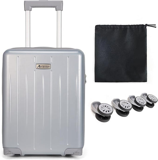 18-inch Carry-on Boarding Luggage: Equipped with Movable Wheels, TSA Approved,Under the Seat, Hard Shell Construction, Lightweight Bag with Essential Accessories (Pearl Silver)