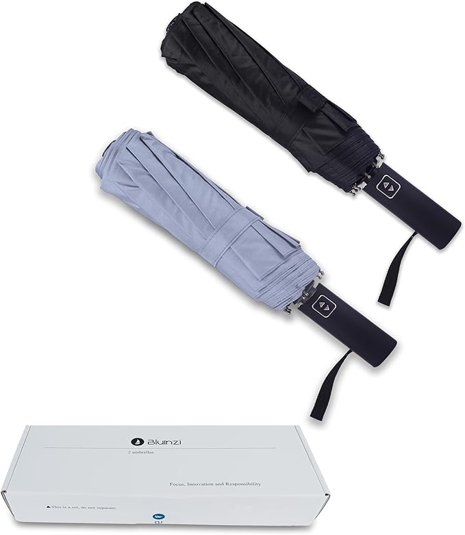 46 Inch Compact Umbrellas for Rain - Travel Small Umbrella - Automatic Folding Umbrella - Windproof Portable Umbrella, Double 10-rib