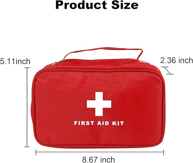 AOUTACC 6pcs First Aid Bag Empty, Waterproof Durable First Aid Kit Bag Empty with Zippered,First Responder Storage Medicine Emergency Bag for Home Office Kitchen Outdoor Travel Camping Activities-Red