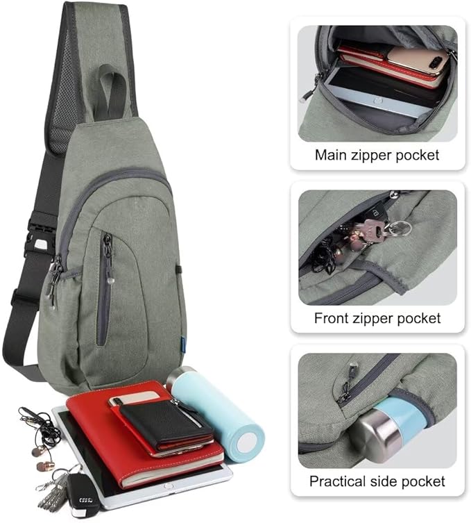TITECOUGO Small Sling Bag, Lightweight Crossbody Backpack for Men Women, Shoulder Bag for Sports and Outdoor
