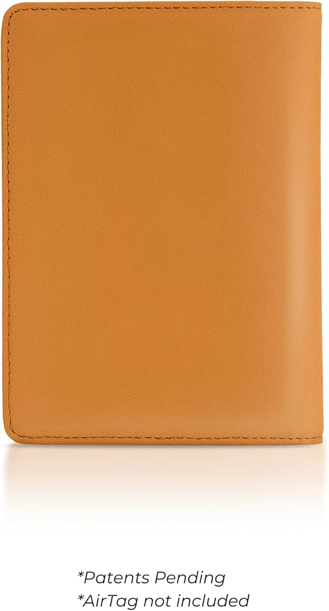 Kings Loot Passport Holder Wallet | RFID Blocking Leather Travel Wallet with Built-in Airtag Holder | Holds 1-6 Cards & Passport | Easy Pull Tab | Travel Wallets (Cognac)