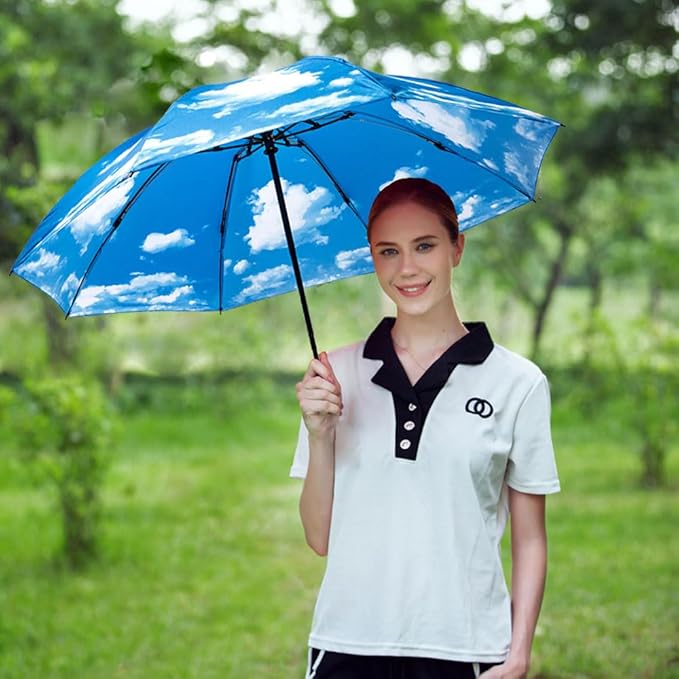LANBRELLA Compact Reverse Folding Umbrella Auto Windproof Travel Umbrella