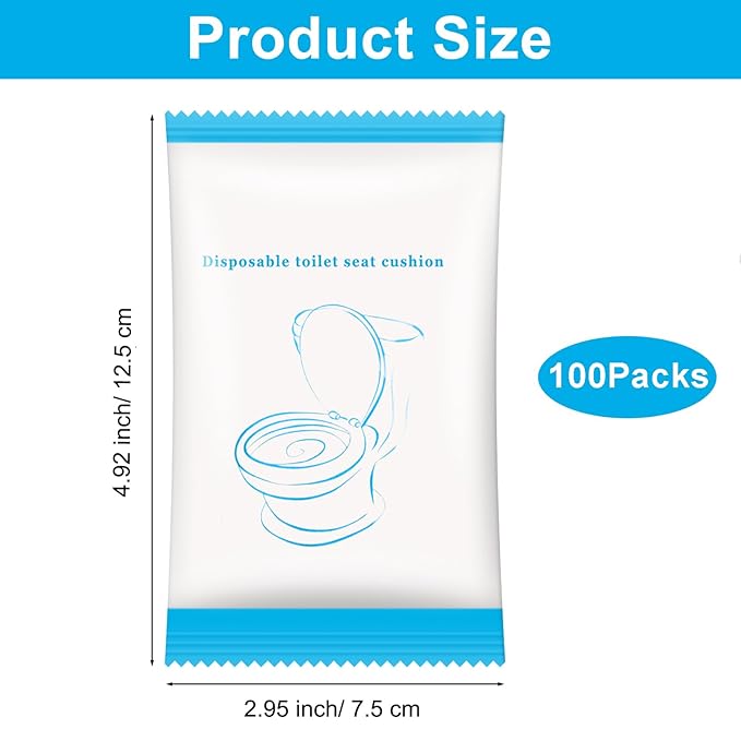 100 Pack Disposable Toilet Seat Cover Waterproof Non-Woven Fabric, Disposable Toilet Seat Covers for Travel, Disposable Seat Covers for Outing Hotel Hospital Public Toilet (Individual Package