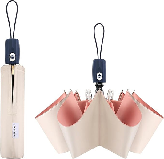 Color Glue Coating Sun Umbrella UV Protection Compact Folding Windproof Parasols Travel Auto Open Close Blocking UV 99.98%