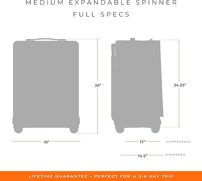 Briggs & Riley 26" Medium Expandable Spinner - Checked Luggage for Travel, Suitcases with Wheels, Softside Rolling Bag for Men & Women, Self-Repairing Zipper - Baseline Collection, Black