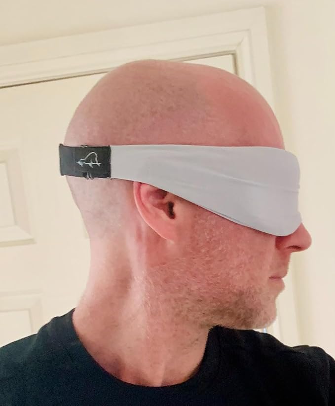 ALASKA BEAR Sleep Mask for Side Sleepers Patented Design, Cup-Shaped and Extra-Soft, 100 Blackout Eye Mask Shades Cover for Men and Women Home or Travel, Machine Washable, Pale Grey