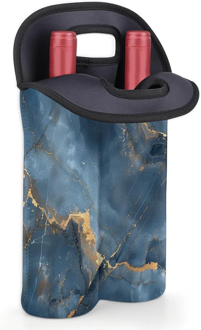 Wine Carrier Tote Personalized Bag for 2 Bottles - Neoprene Wine Bottle Holder with Carry Handle, Wine Protective Bag Insulated Bag Beer Cans Water Bottle Holder for Travel Picnic,Style23