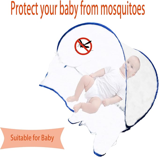CMINGJ Portable Mosquito Head Net Foldable Pop-Up Travel Essentials Mosquito Net for Bed Free Installation-Large Size Suitable for Bedroom, Camping, nap (Large)