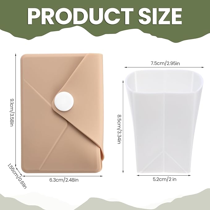 LemonRoad Silicone Folding Camping Cup Card Design Collapsible Silicone Travel Cup Waterproof 250 ml for Camping Outdoors International Travel (Light Brown)
