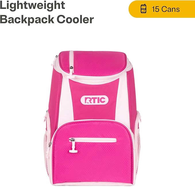 RTIC 15 Can Lightweight Backpack Cooler Soft Insulated Portable Bag for Lunch, Beach, Drink, Beverage, Travel, Camping, Picnic, Car, Hiking,