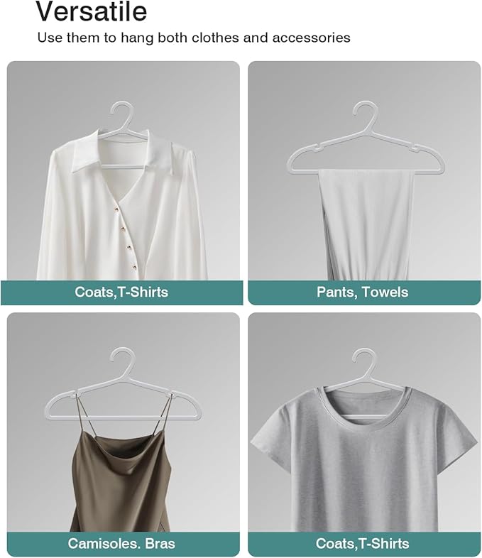 30 Pack Clothes Hangers, Non Slip Plastic Coat Hangers, Space Saving, Heavy Duty, Hanging Dry Wet Clothes, 16.4" x 8.3", Gray, UAPY0530G