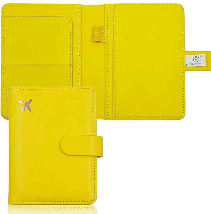 Melsbrinna Premium Leather Passport Holder Covers Case, Waterproof Rfid Blocking Travel Wallet Passport Holder with Pen Holder, Cute Passport Book for Women/Men