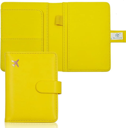 Melsbrinna Premium Leather Passport Holder Covers Case, Waterproof Rfid Blocking Travel Wallet Passport Holder with Pen Holder, Cute Passport Book for Women/Men