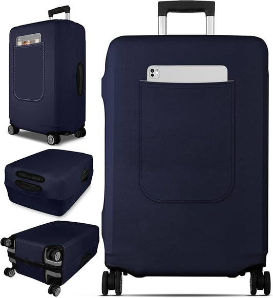 Slohif Luggage Cover for Suitcase Tsa Approved Protector - Luggage Sleeve Suit Case Cover Travel Stretch Large Baggage Case Protective Washable Fit 18-20 Inch Navy Blue