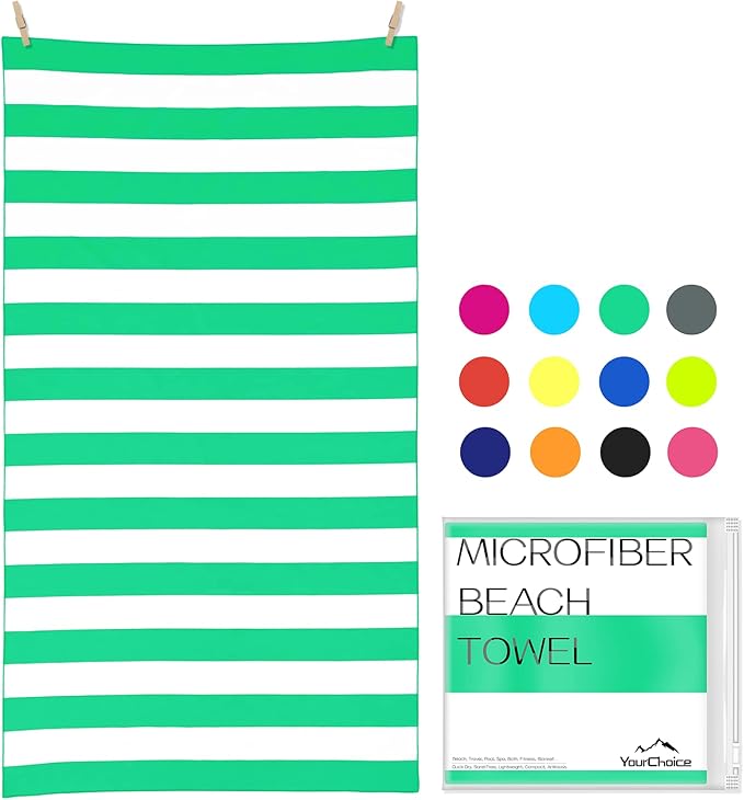 Your Choice Microfiber Quick Dry Sand-Free Beach Towel for Adults & Kids (67x35 Inch, 60x30 Inch) - Oversized, Compact, Lightweight, Absorben