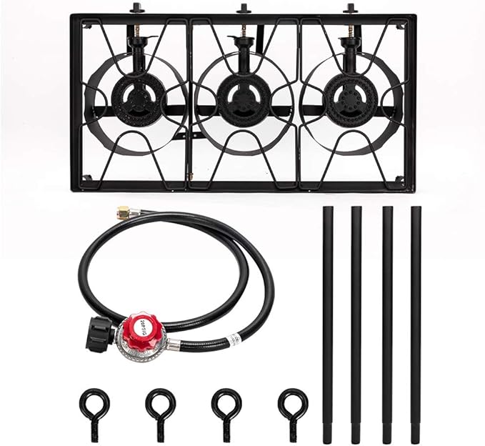 ROVSUN 2/3 Burner Outdoor Propane Gas Stove High Pressure Stand Cooker for Backyard Cooking Camping Home Brewing Canning Turkey Frying, 20 PSI CSA Listed Regulator