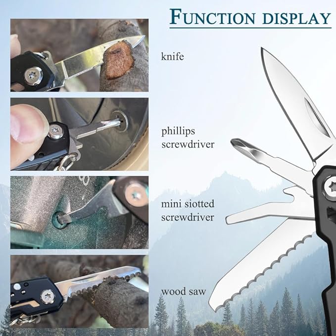 MINI Multitool Pliers, Birthday Christmas Gifts for Men Boyfriend Dad Husband Women, Pocket Knife 14-In-1, Rugged and Practical Portable Computer and Bike Gadgets, Black Camping and Survival Tools