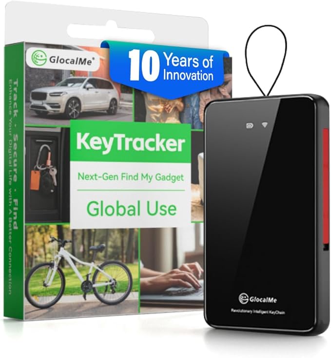 GlocalMe KeyTracker Global GPS Tracker for Luggage, Vehicles, Car, Kids, Wordwide Positioning Unlimited Distance Item Finder, Real Time Tracking with 6 Location Technologies