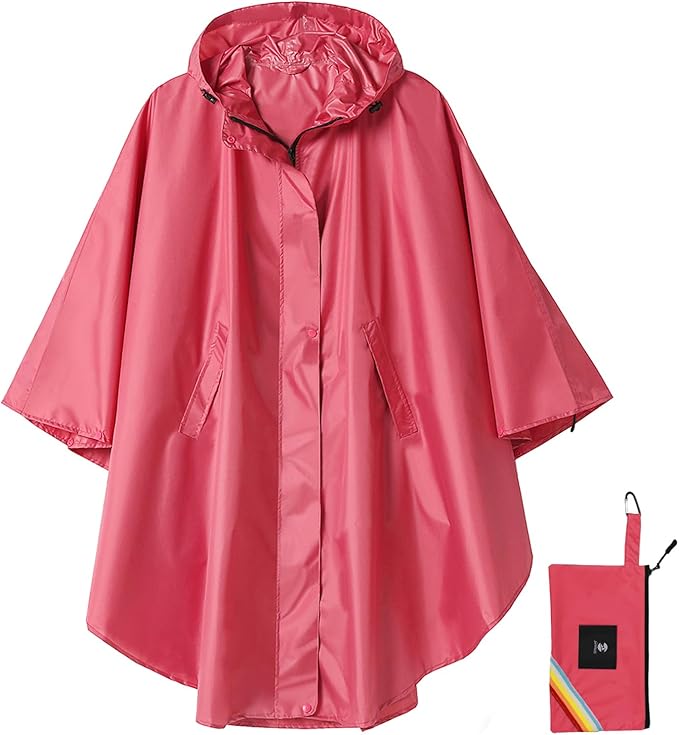 SaphiRose Unisex Rain Poncho Hooded Waterproof Raincoat for Adults Women