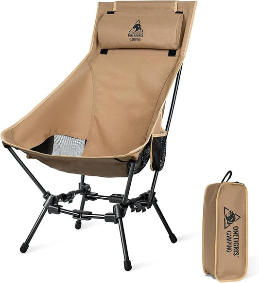OneTigris Dragonhide Oversized Camping Chair with Pillow Design, Comfortable Widened Seat Folding, 275 lbs Capacity