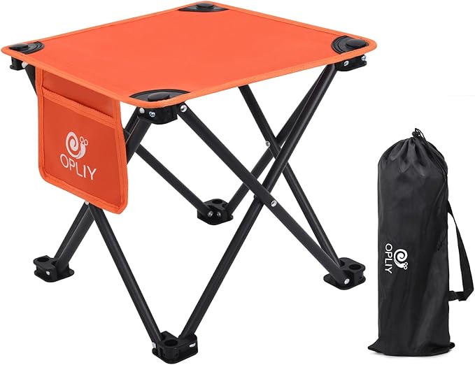 Opliy Camping Stool, Folding Small Chair Portable Camp Stool for Camping Fishing Hiking Gardening and Beach, Camping Seat with Carry Bag (Orange)
