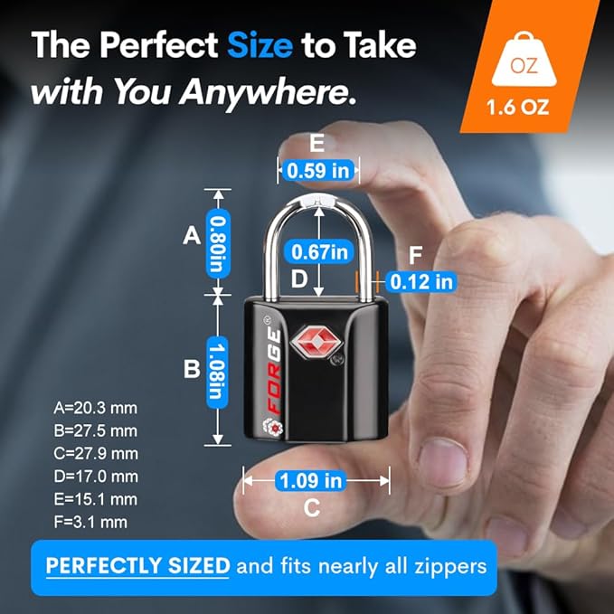 TSA Approved Luggage Locks, Ultra-Secure Dimple Key Travel Locks with Zinc Alloy Body